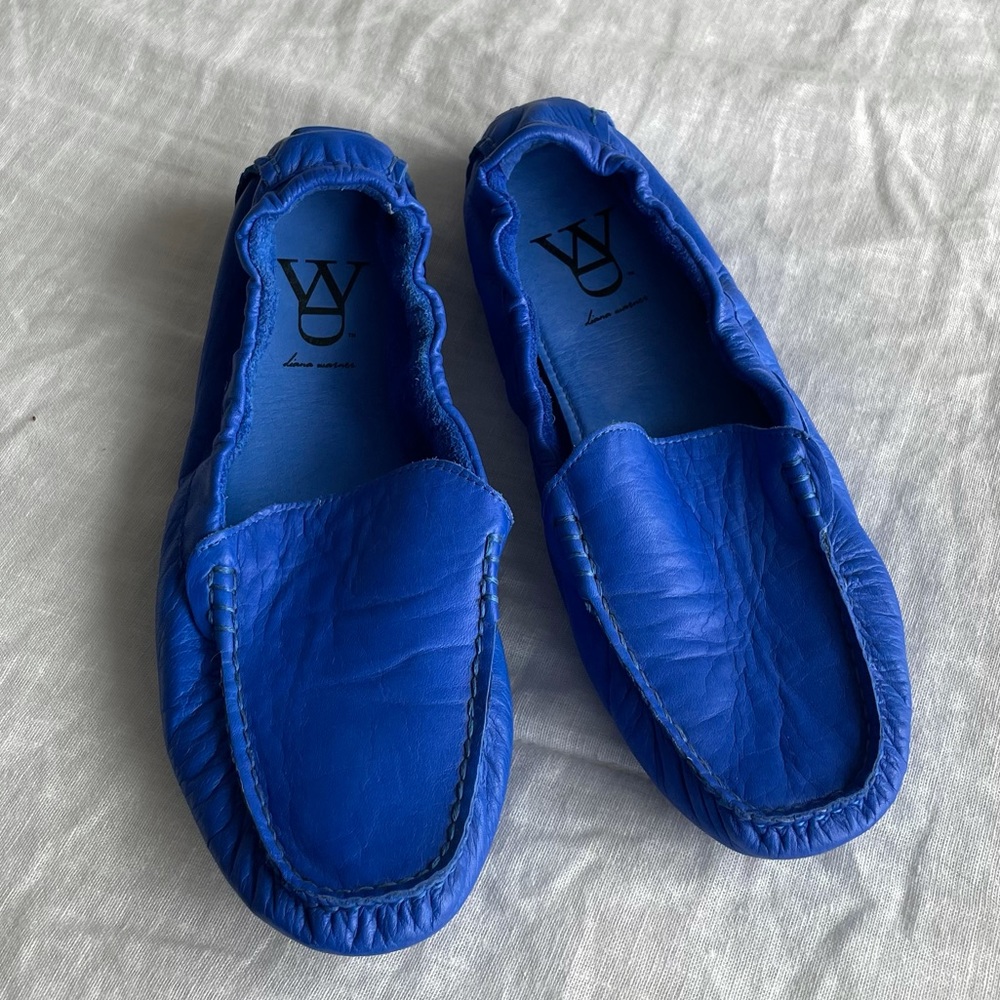 Italian Leather Driving Loafers in Royal Blue